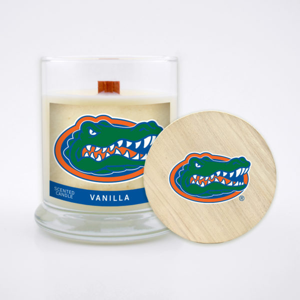 NCAA Florida Gators Candle 8 oz Soy Wax Wood Wick Wooden Lid